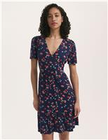 Jersey Floral V-Neck Tiered Dress