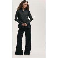 Finery London Satin Collared Shirt Black