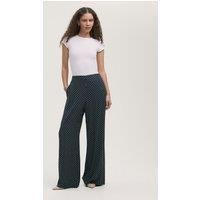 Finery London Polka Dot Elasticated Waist Wide Leg Trousers Navy Mix