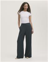 Polka Dot Elasticated Waist Wide Leg Trousers