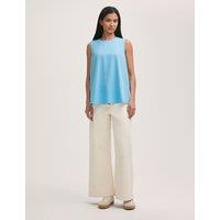 Finery London Crepe Round Neck Shell Top Light Blue