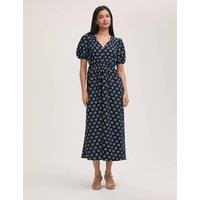 Polka Dot V-Neck Midi Tea Dress