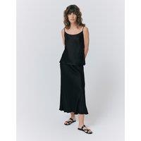 Ghost Satin Midi Slip Skirt Black
