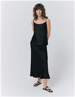 Satin Midi Slip Skirt