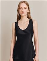 Ghost Satin Scoop Neck Vest Top Black