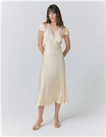 Satin V-Neck Midaxi Tea Dress