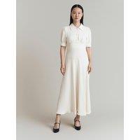 Crepe Puff Sleeve Midi Tea Dress