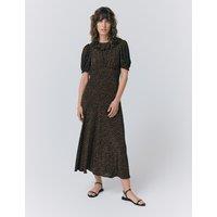 Floral Ruffle Collar Midi Smock Dress
