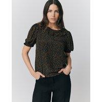 Floral Shirred Ruffle Blouse
