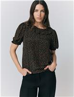 Floral Shirred Ruffle Blouse