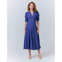 Crepe V-Neck Midi Tea Dress