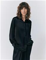 Satin Collared Button Through Shirt