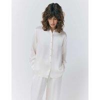 Ghost Satin Collared Button Through Shirt Ivory