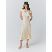 Satin V-Neck Midaxi Tea Dress