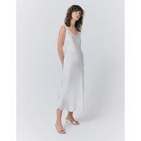 Ghost Satin Scoop Neck Midi Slip Dress Ivory