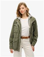 Jersey Hooded Relaxed Utility Jacket