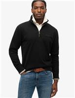 Superdry & Co Cotton Rich Half Zip Henley Sweatshirt Black