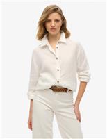 Superdry & Co Linen Rich Collared Shirt Blue
