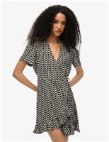 Printed Mini Wrap Dress