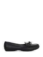 Wide Fit Leather Bow Detail Flat Loafers