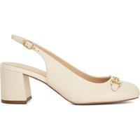 Leather Block Heel Slingback Shoes