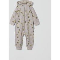 Cotton Rich Bee Print Hooded Zip All In One (1-12 Mths)
