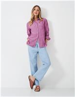 Crew Clothing Linen Rich Textured Collared Relaxed Shirt Burgundy