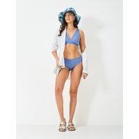 Striped Padded Scallop V-Neck Bikini Top