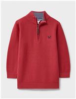 Crew Clothing Pure Cotton Half Zip Jumper (3-12 Yrs) Medium Red