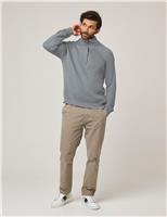 Pure Cotton Ribbed Quarter Zip Jumper