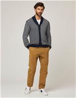 Peregrine Pure Cotton Striped Cardigan Navy