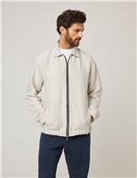 Peregrine Pure Linen Bomber Jacket Natural
