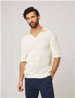 Pure Cotton Cable Knitted Polo Shirt