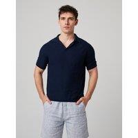 Peregrine Pure Cotton Textured Polo Shirt Navy
