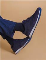 Jones Bootmaker Suede Lace Up Trainers Navy