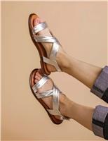 Wide Fit Leather Strappy Flat Sandals