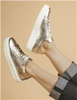 Leather Metallic Zip Chunky Trainers