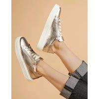 Leather Metallic Zip Chunky Trainers