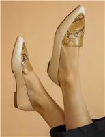 Wide Fit Leather Snake Print Flat Pointed Pumps