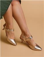 Leather Ankle Strap Kitten Heel Court Shoes