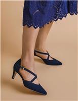Leather Strappy Kitten Heel Pointed Court Shoes