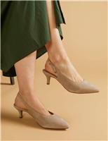 Suede Kitten Heel Pointed Slingback Shoes