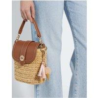 Raffia & Leather Top Handle Cross Body Bag