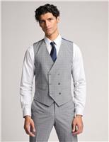 Ted Baker Slim Fit Wool Rich Check Waistcoat Grey Mix
