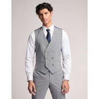 Ted Baker Slim Fit Wool Rich Check Waistcoat Grey Mix