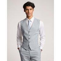 Ted Baker Men's Slim Fit Wool Rich Sharkskin Waistcoat - 40REG - Duck Egg, Duck Egg