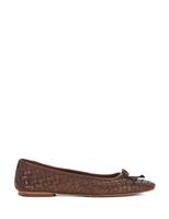 Dune London Leather Woven Ballet Pumps Tan