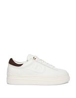 Dune London Leather Side Detail Flatform Trainers White