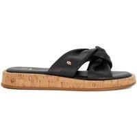 Leather Cork Cross Strap Flat Sandals