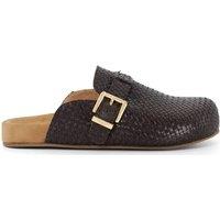 Leather Woven Flat Mules
